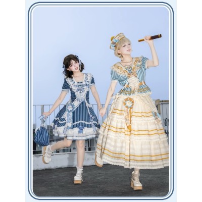 Twin Bears Antique Navy Bear Top Skirt Paneled OP and Sets(2nd Pre-Order/2 Colours/Full Payment Without Shipping)